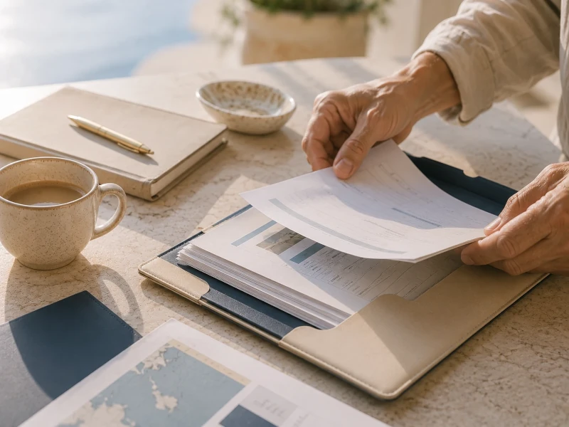 Illustration of buyer-side documents such as identification, proof of funds, and mortgage paperwork