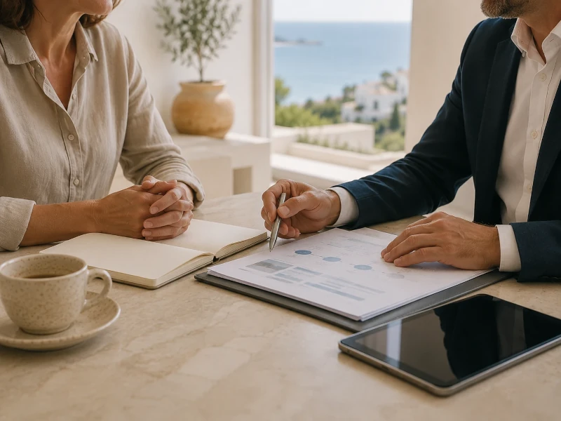 Illustration showing a buyer separating sales advice from independent legal advice