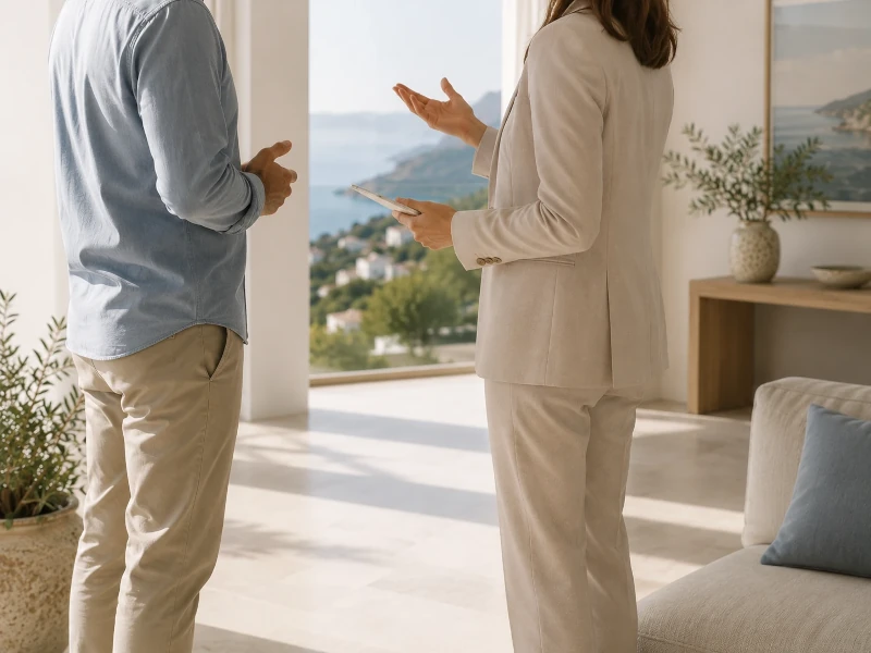 Illustration of a buyer taking a calm and organised approach before asking property questions